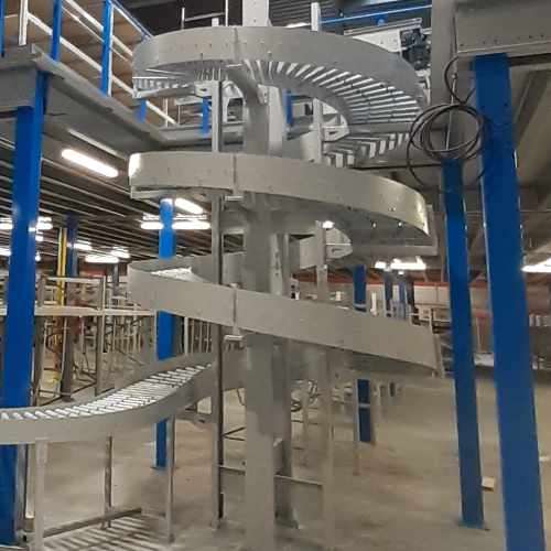 convoyeur à rouleaux helicoidal