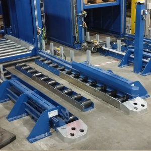 rails a rouleaux bleus