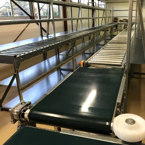 convoyeurs à rouleaux et bande centre de tri