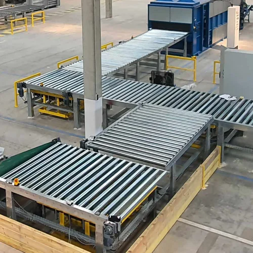 ligne de convoyeurs motorisés rouleaux et bande recyclage